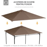 Outsunny Acoperis de Schimb Copertina de Rezerva pentru Foișor Respirabil 3x3m(m-7)