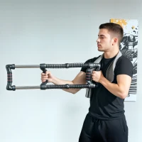 SPORTNOW Expansor de Peito Ajustável Extensor para Musculação com Resistência Ajustável 10-80 kg para Treino  Preto(m-8)