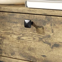 HOMCOM Mesa Auxiliar con Cajón y 2 Estantes con 2 Enchufes y 2 Puertos USB de Estilo Industrial 60x30x66,5 cm Marrón Rústico(m-8)