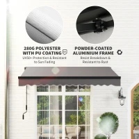 Outsunny 2.5 x 2m Electric Awning with LED Light and Remote Controller, Aluminium Frame DIY Retractable Awning, UV50+ Sun Shade Canopy for Garden Patio Deck Door Window, Dark Grey(m-6)