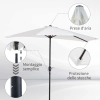 Outsunny Ombrellone Semicircolare da Parete per Giardino 2.7x1.5 m con Apertura a Manovella, Bianco(m-6)