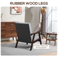 HOMCOM Nordic Accent Chair, Upholstered Velvet Armchair with Solid Wood Frame and Soft Thick Padded for Living Room, Bedroom, Grey(m-5)