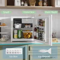 HOMCOM 46 Litre Table Top Mini Fridge, Small Fridge with Ice Box, Reversible Door, Adjustable Temperature and Legs for Bedrooms, Home Office, Cream(m-5)