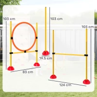 PawHut Agility Set Hunde 3-teiliges befüllbar Agility-Ausrüstung für Hundetraining Steckhürdenset mit Slalomstangen(m-3)