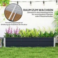 Outsunny Hochbeet aus Stahl Gartenbeet Pflanzkasten Blumenkasten Blumenkübel mit Handschuhe Grau 183 x 47 x 40 cm(m-4)