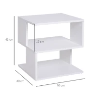HOMCOM Set of 2 Side Table, Square Coffee Table, Modern End Table with 2 Tier Storage Shelves for Living Room, Bedroom, White(m-3)