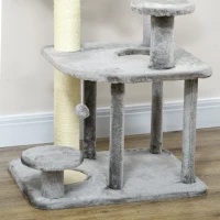 PawHut Albero Tiragraffi per Gatti con Lettino e Casetta in Peluche, Pali in Sisal, 60x48x92 cm, Grigio(m-8)