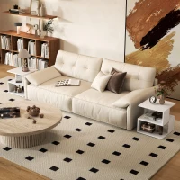 HOMCOM Set of 2 Side Table, Square Coffee Table, Modern End Table with 2 Tier Storage Shelves for Living Room, Bedroom, White(m-10)