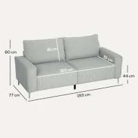 HOMCOM Three-Seater Corduroy - Light Grey(m-3)