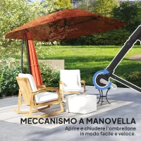 Outsunny Ombrellone a Sbalzo con Copertura Regolabile e Base a Croce, in Metallo e Poliestere, 260x304x245 cm, Bordeaux(m-6)