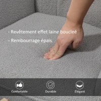 HOMCOM Fauteuil à bascule rocking chair revêtement bouclette structure en acier 71 x 98 x 101 cm Gris clair(m-5)