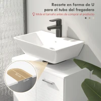 kleankin Mueble para Debajo del Lavabo Armario de Baño de Pared con 2 Puertas y Estante Interior Ajustable Estilo Moderno 60x30x62,5 cm Blanco(m-4)