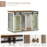 PawHut Klatka dla psa z 2 drzwiami, transporter dla psów, box transportowy dla psów, rustykalny design, zamykana, Biały(m-6)