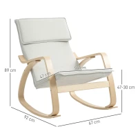 HOMCOM Comfortable Relax Rocking Chair, Upholstered Lounge Chair Recliner with High Back and Headrest for Living Room, Bedroom, Cream White(m-3)