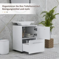 HOMCOM Badezimmerschrank, Waschbecken-Kommode mit Schublade, kompakt, Spanplatte, Weiß(m-5)