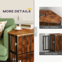 PawHut Corner Dog Crate Furniture with Two Bowls, Lockable Doors, for Small, Medium Dogs, Rustic Brown(m-8)