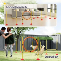 PawHut Agility Set Hunde 3-teiliges befüllbar Agility-Ausrüstung für Hundetraining Steckhürdenset mit Slalomstangen(m-8)