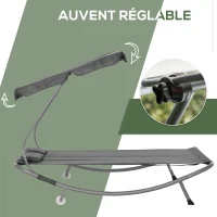 Outsunny Bain de Soleil 2 Places lit de Jardin Design Contemporain Toit réglable 2 roulettes 2 oreillers Acier époxy Polyester Gris(m-4)