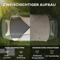 Outsunny Campingzelt, 2 Räume, Trennwand, für 6-8 Personen, Regenschutz, Dunkelgrün(m-4)