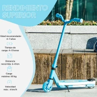 AIYAPLAY Patinete Eléctrico para Niños de 4 a 7 Años con Luces Ruedas Auxiliares y Freno de Pie Velocidad Máxima de 6 km/h Azul(m-8)