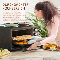 HOMCOM 28 L Toasterofen, Kompakter Backofen zum Kochen und Grillen, Elektro-Ofen mit Backblech, Grillrost, 2600W, Schwarz(m-8)