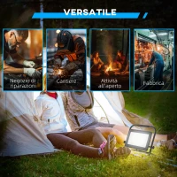 HOMCOM Faretto LED da Lavoro da 6500K con Testa Girevole e Supporto Regolabile, in Alluminio e Metallo, 35x20x32 cm, Nero(m-6)