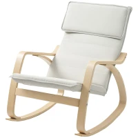 HOMCOM Comfortable Relax Rocking Chair, Upholstered Lounge Chair Recliner with High Back and Headrest for Living Room, Bedroom, Cream White(m-11)