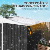 Outsunny Abrigo de Jardim 2,7m² 245x117x180 cm Abrigo de Exterior com Prateleira de 2 Níveis 4 Ventilações e Porta com Fechadura Cinzento Escuro(m-6)