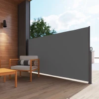 Outsunny Uittrekbare Zijluifel Privacyscherm met Muurbevestiging, UV-& waterbestendig 300x180cm in Donkergrijs(m-7)