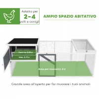 PawHut Pollaio per Galline con Casetta, Nido per Cova e Area Esterna, 214x101x 91.5cm, Grigio(m-4)