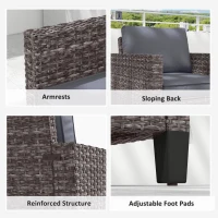 Outsunny Single Rattan Armchair, with Cushions - Mixed Grey(m-6)