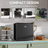HOMCOM 46 Litre Table Top Mini Fridge, Small Fridge with Ice Box, Reversible Door, Adjustable Temperature and Legs for Bedrooms, Home Office, Black(m-7)