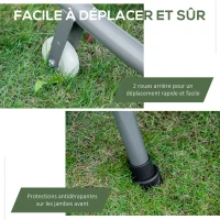 Outsunny Bain de Soleil 2 Places lit de Jardin Design Contemporain Toit réglable 2 roulettes 2 oreillers Acier époxy Polyester Gris(m-7)