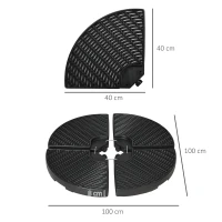 Outsunny Lot de 4 dalles de lestage pour parasol déporté dim. tot. 100L x 100l x 8H cm HDPE aspect rotin noir(m-3)