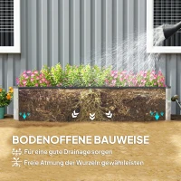 Outsunny Hochbeet aus Stahl Gartenbeet Pflanzkasten Blumenkasten Blumenkübel mit Handschuhe Grau 183 x 47 x 40 cm(m-5)