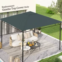 Outsunny Acoperis de Schimb 3x3m, Prelata de Schimb pentru Foisor de Gradina din Poliester cu 8 Orificii de Ventilatie, Gri(m-10)