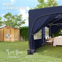 Outsunny Tenda Dobrável 3x6 m com Painéis Laterais UPF50+ Tenda de Jardim com Altura Ajustável e Bolsa de Transporte Azul Escuro(m-8)