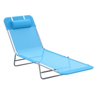 Sezlong pliabil cu spatar reglabil 182x56x28cm albastru-argintiu