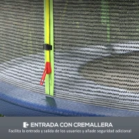 SPORTNOW Red de Seguridad para Cama Elástica Ø305 cm para Exterior de 6 Postes con Anti-UV y Puerta con Cremallera Verde y Negro(m-5)