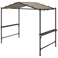Outsunny Grilltent Grilldak, weerbestendig, incl. Zijplanken, 277 x 149 x 230 cm, Khaki(m-10)