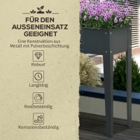 Outsunny Hochbeet, Kräuterbeet, Pflanzkasten mit 3 Abflusslöchern, Blumenkasten mit Füßen, Metall, 100 x 30 x 80 cm(m-4)