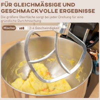 HOMCOM Standmixer, Küchenmaschine, Rührgerät, 6 Stufen, 5,5L Edelstahlschüssel, Schwarz(m-6)