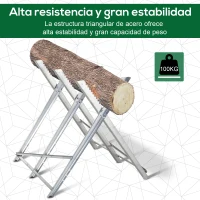 DURHAND Caballete para Sierra Plegable Caballete Motosierra con Estructura Triangular de Metal Carga 100 kg 83x83x79 cm Plata(m-4)