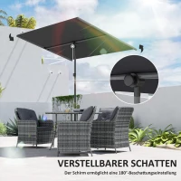 Outsunny  Parasol 180 Graden Draaibaar en Hoogteverstelbaar met Aluminium Mast 150x205cm Donkergrijs(m-4)