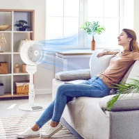 HOMCOM 9'' Air Circulator Fan 3 Speed 3 Mode, 70° Oscillation 90° Vertical Tilt, Remote Controller, for Living Room, Bedroom, Office, White(m-10)