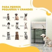 PawHut Puerta para Perros con Ancho Ajustable 76-104 cm Barrera de Seguridad con 2 Extensiones y Doble Bloqueo Negro(m-4)
