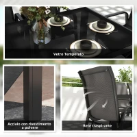 Outsunny Set da Giardino con Tavolo Rettangolare in Vetro e 8 Sedie Impilabili con Braccioli, Grigio Chiaro(m-5)