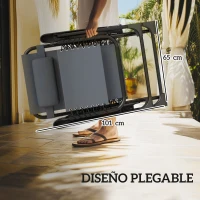 Outsunny Set de 2 Tumbonas Jardín Exterior Plegables de Gravedad Cero con Mesa Auxiliar con Portavasos Reposacabezas Gris(m-7)