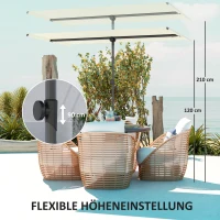 Outsunny Parasol Beige 180 Gradend Draaibaar en Hoogteaanpasbaar met Aluminium Paal 150x205cm(m-5)