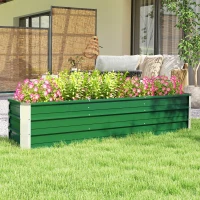 Outsunny Stahl-Hochbeet, 3 separate Pflanzbereiche, offener Boden, einfacher Aufbau, 183 x 47 x 40cm, Grün(m-7)